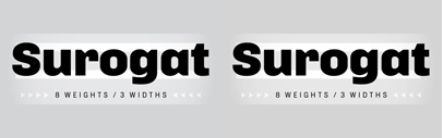 Surogat by @typonine_djurek: it consists of 3 widths and each of them has eight weights with matching italics.