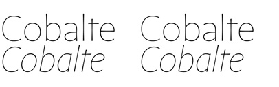 Cobalte‚ a flared sans‚ comes with 5 weights + italics.