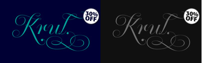 Krul‚ a beautiful script inspired by dutch letter painting in the 1940s‚ 30% off till Feb 22nd.