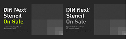 DIN Next Stencil is available. DIN Next Stencil Family Pack is 75% off until August 28.