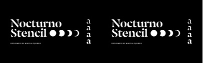 Typotheque released Nocturno Stencil‚ a variable Stencil font. Besides it‚ they released Cyrillic version of Nocturno.