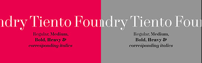 The Foundry Types‚ a new independent type foundry‚ released Foundry Tiento. The Foundry Types is  a successor of Freda Sack’s Foundry Types. It is run by David Quay and Stuart de Rozario. 