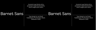 The Northern Block released Barnet Sans designed by Joe Elwell.