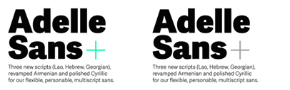 Adelle Sans was expanded to support Lao‚ Hebrew‚ and Georgian. Besides it‚ Adelle Sans Armenian and Adelle Sans Cyrillic were updated.