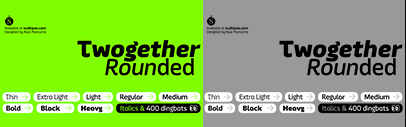 Sudtipos released Twogether Rounded designed by Raul Plancarte.
