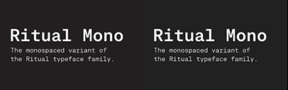 Revolver Type Foundry released Ritual Mono‚ the monospaced variant of Ritual.