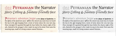 Dez Petranian‚ a story-telling fantasy friendly family of fonts.