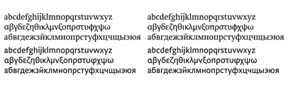 Brioni Pro‚ complete Greek and Cyrillic character sets for Typotheque’s popular book typeface.