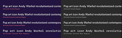 Identity Letters released Allrounder Grotesk Mono‚ Allrounder Grotesk Cnd‚ and Allrounder Grotesk Cmp. They also updated Allrounder Antiqua and Allrounder Monument. Save 50% using coupon code “Allrounder2024”. Free Posters with all orders worth €79 or more.