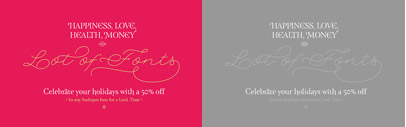 Happy Holidays. All Sudtipos fonts at MyFonts are 50% Off till Jan 6.