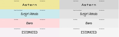 Monokrom released eleven new typefaces: Astern&sbquo; Burgert Animata&sbquo; Eero&sbquo; Estimated&sbquo; Fabric Sans Display&sbquo; Initial&sbquo; Morte&sbquo; Nona&sbquo; Prix&sbquo; Roman&sbquo; and Somme. It seems some of the fonts have limited character sets.