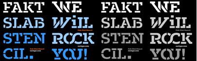 Fakt Slab Stencil designed by @TThiemich. It includes a lot of ligatures.