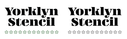 Yorklyn Stencil‚ a set of three fonts published by @houseindustries