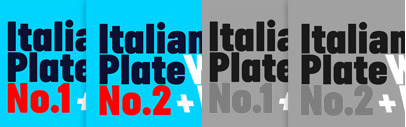 Italian Plate No.1 & No.2 by @playtype: No.1 is a sans serif with  blunt corners.
