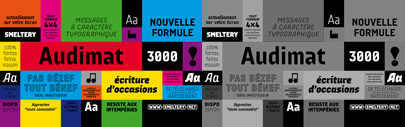 Audimat 3000‚ a DIN like/grid-constructed typeface with a more quirky touch.
