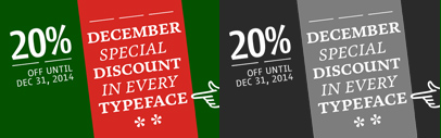 Type Together’s fonts are 20% off on their site with a discount code until Dec 31. Check out the code on their site.