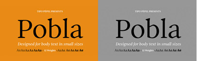 Pobla by Tipo Pèpel: it comes with 6 weights with matching italics.