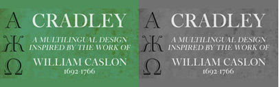 Cradley‚ a CastleType original‚ inspired by the work of William Caslon.