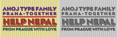 Ahoj‚ a bold display sans serif inspired by images of old signs and lettering‚ from TypeTogether. “If you liked this typeface we invite you to donate to any of these charities recommended by international media‚ to help Nepal to recover from the devastation and tragedy caused by the series of earthquakes…” See their website for more details.