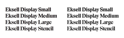 Eksell Display was originally designed by the legendary swedish designer Olle Eksell (1918–2007). @lettersfromswe carefully digitized the letters and developed a family of four optical styles‚ including a stencil version.