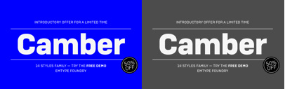 Camber by @emtype. 50% off until Dec 17.