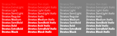 Stratos comes with 10 weights + italics