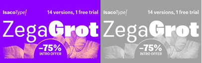 Zega Grot by @isacotype. 75% off until May 25.