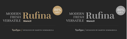 @Tipotype released Rufina Stencil. Introductory offer 80% off.