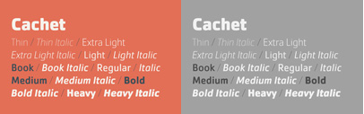 Cachet expanded. It now comes with 8 weights + italics.