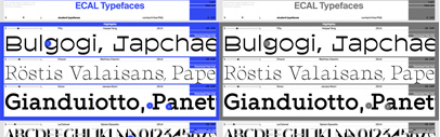 ECAL Typefaces released Fifty‚ Charon and Gioco.