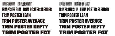Trim Poster expanded; more compressed styles‚ lowercases and more.