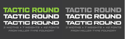 Tactic Round‚ the softer cousin to Tactic Sans‚ by Miller Type Foundry