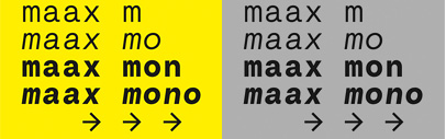 Maax Mono‚ a monospaced grotesque‚ by Editions Deux-Cent-Cinq