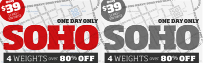 The Soho selection – the Light‚ Medium‚ Bold‚ and Heavy weights – over 80% off for the limited time.