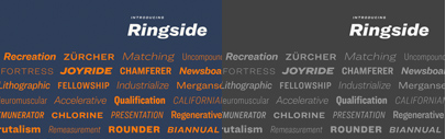 Ringside comes with 6 widths‚ each of which has 8 weights + italics.