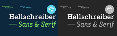 Hellschreiber Sans & Hellschreiber Serif by Jörg Schmitt. 80% off until July 21.