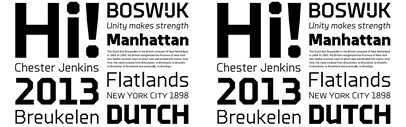Polygonal typefaces‚ Brooklyn and Brooklyn Stencil from Constellation and designed by Chester Jenkins.
