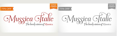 Corradine Fonts released Mussica Italic. 75% off until January 27.
