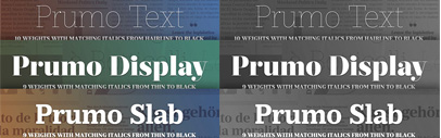 Prumo‚ a new typeface by DSType. A mega family of 92 fonts‚ from Display to Slab‚ plus 4 layered Poster styles.