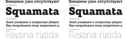 Schlange Sans and Schlange Slab‚ rounded typefaces‚ by Art. Lebedev Studio 