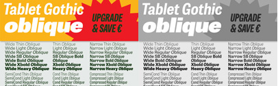 Tablet Gothic Oblique‚ new additonal styles for Tablet Gothic‚ by Type Together.