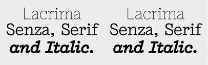 Milieu Grotesque revised Lacrima. They adjusted the design concept‚ refined details‚ added new weights and extended the language support.