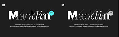 Monotype released Macklin‚ which comes with Text‚ Display‚ Slab‚ and Sans. Variable font versions are also available.