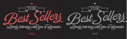 Brand: a script typeface includes inline and shaded versions.