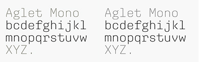 XYZ Type released Aglet Mono. It comes in 7 weights + italics.