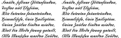 Deutschkurrent‚ a handwriting typeface with an old form of German language handwriting. Italics of Rolls and Polo Eng are available‚ too.