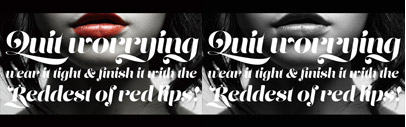 Lust Script‚ a very high-contrast typeface and a cousin of Lust‚ by Positype.