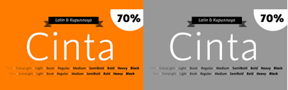 Cinta‚ a new sans serif by Tipo Pèpel. It also supports Cyrillic characters.