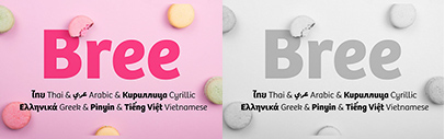 Type Together released Bree Arabic and Bree Thai. Besides them‚ Bree Latin now has Pinyin support and improved Vietnamese diacritics.