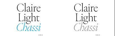 R-Typography has added Light and Extra Light weights to the Chassi family.